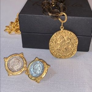 Gold-tone Coin Earrings & Necklace